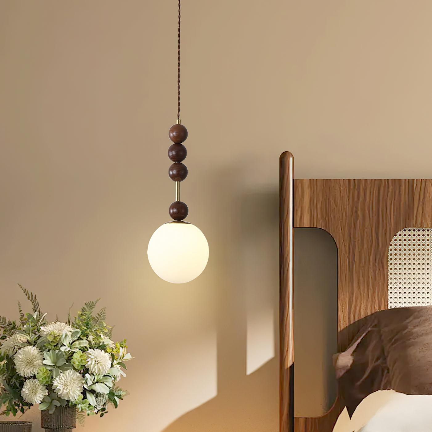Norn Suspension Verre Perles en Bois - Neutralighting
