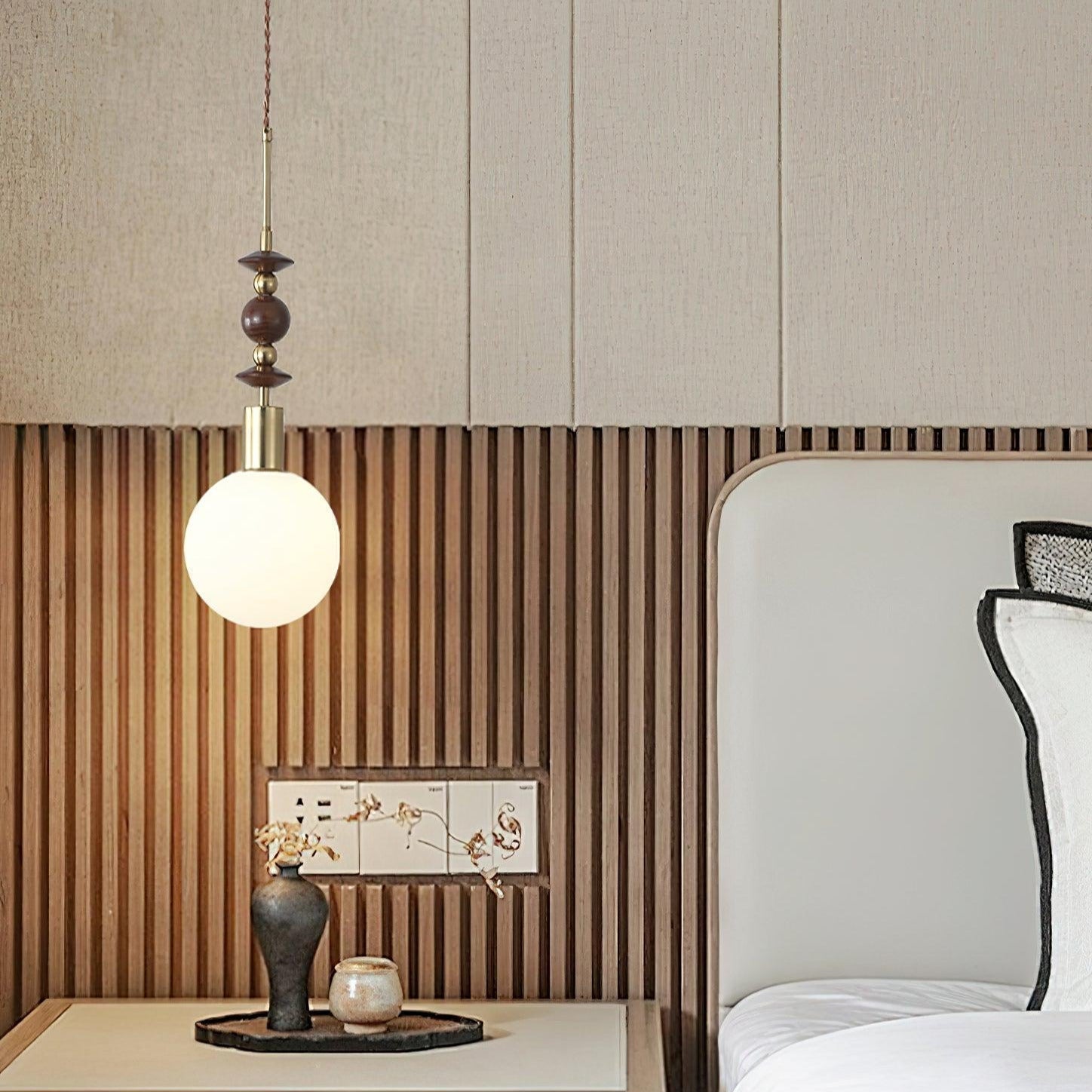 Norn Suspension Verre Perles en Bois - Neutralighting