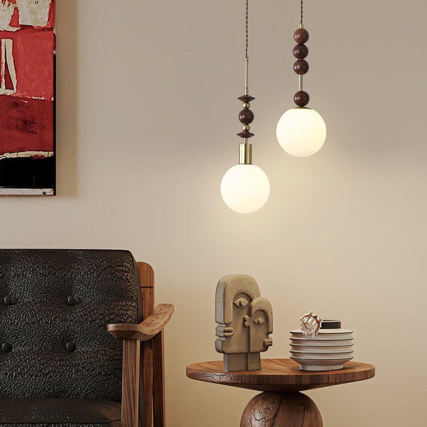 Norn Suspension Verre Perles en Bois - Neutralighting