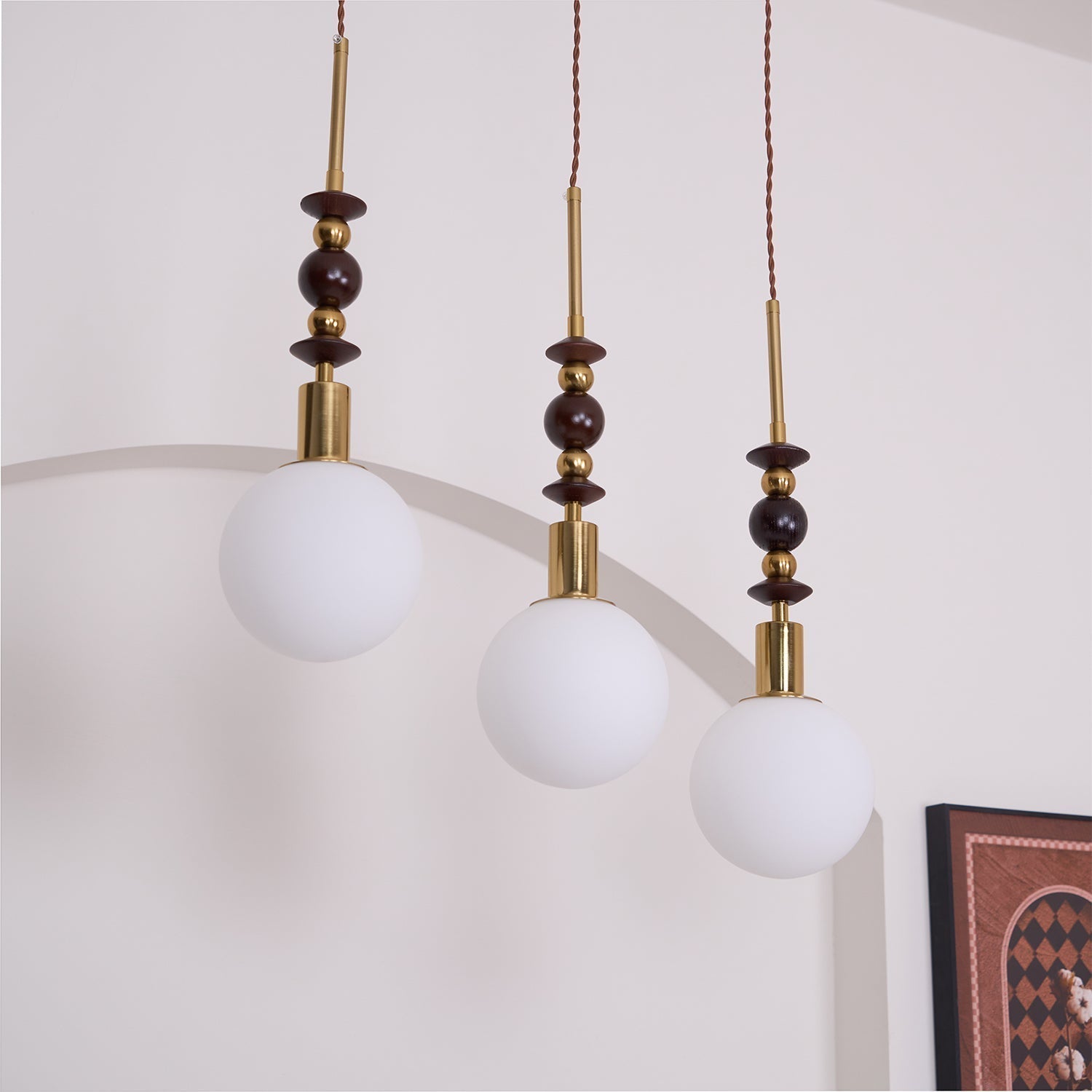 Norn Suspension Verre Perles en Bois - Neutralighting