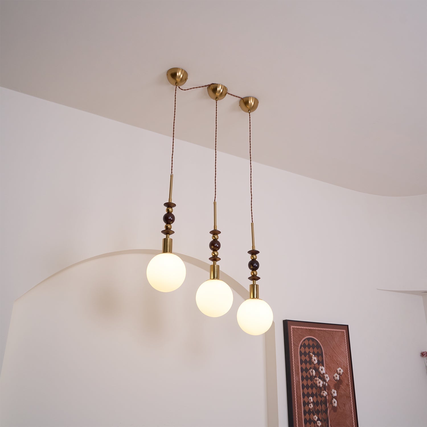 Norn Suspension Verre Perles en Bois - Neutralighting