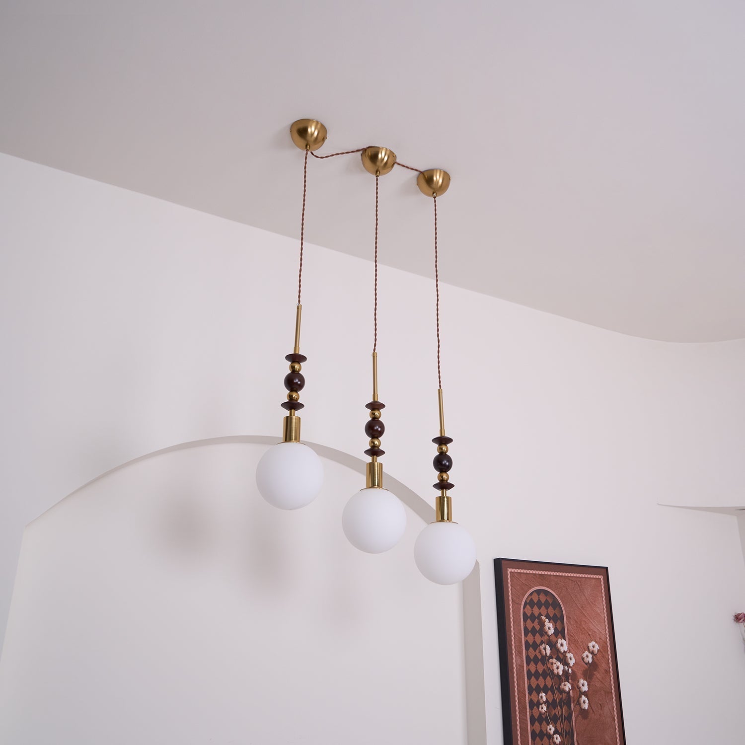 Norn Suspension Verre Perles en Bois - Neutralighting