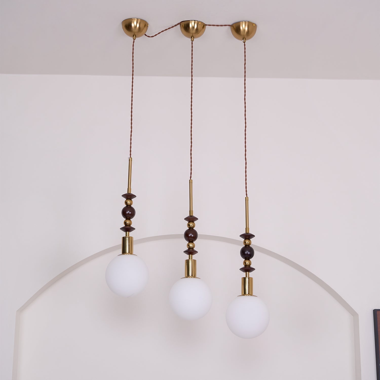 Norn Suspension Verre Perles en Bois - Neutralighting