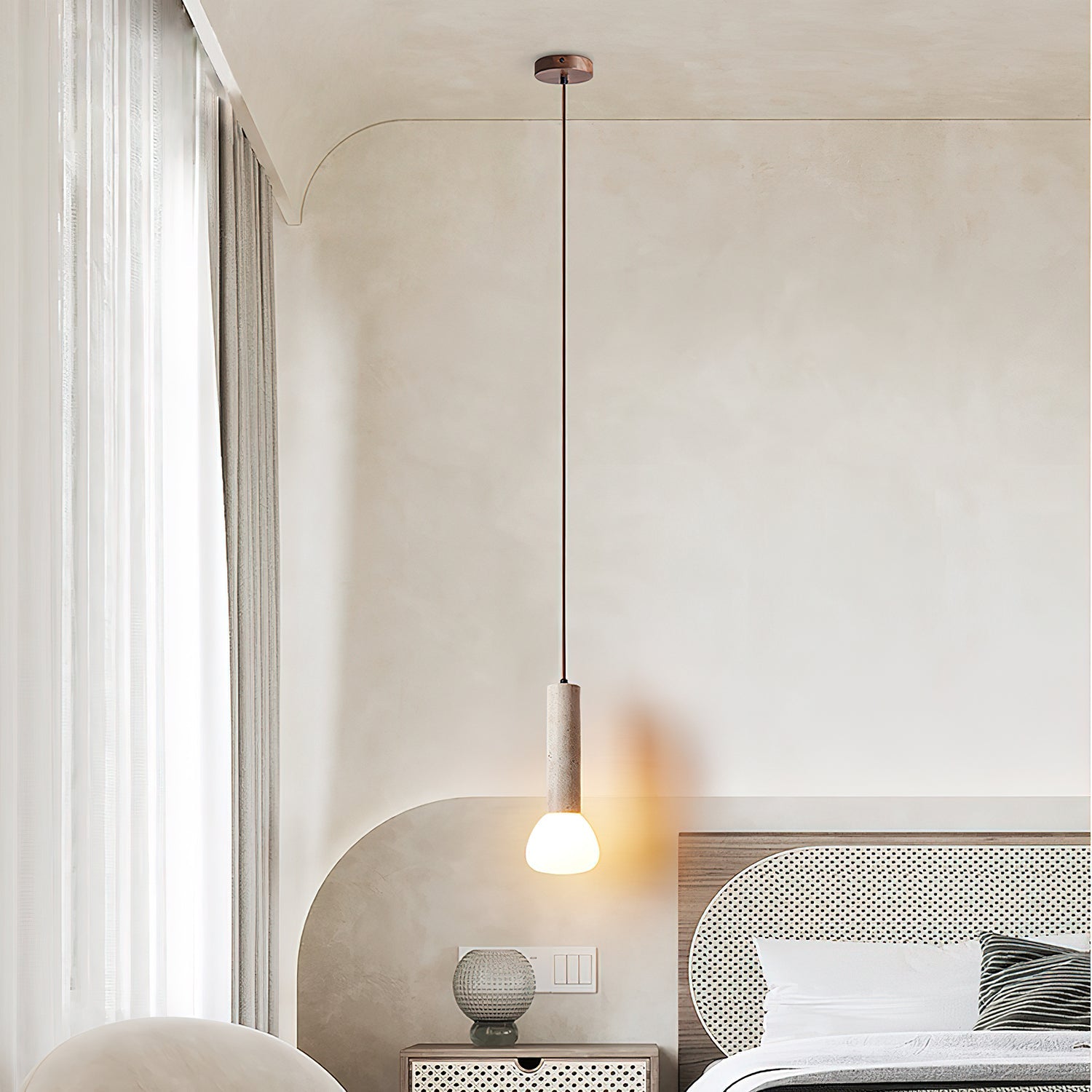 Cicaris Lampe Suspendue Minimaliste en Travertin - Neutralighting