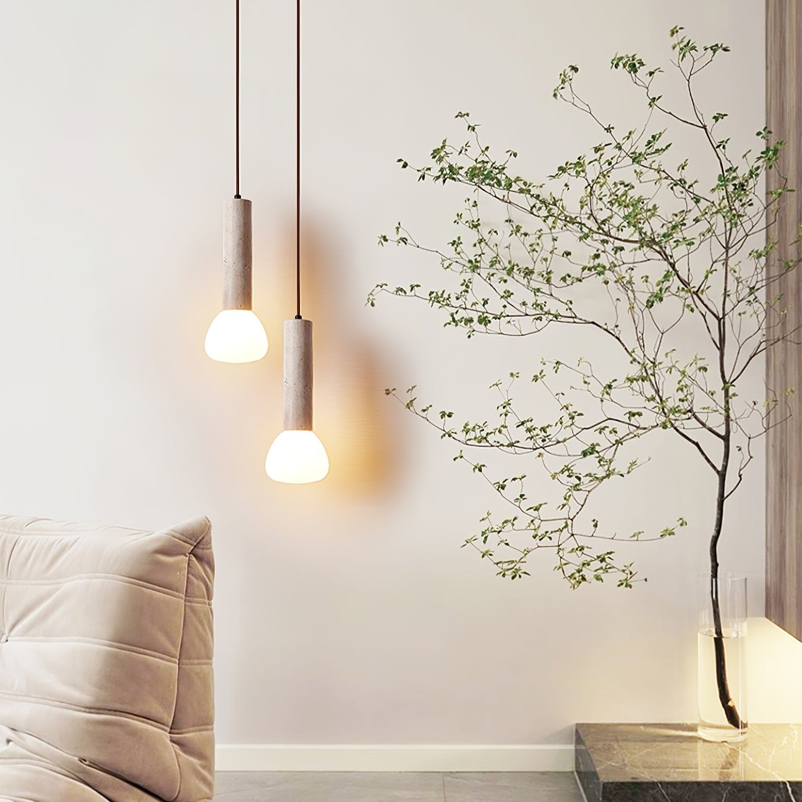 Cicaris Lampe Suspendue Minimaliste en Travertin - Neutralighting