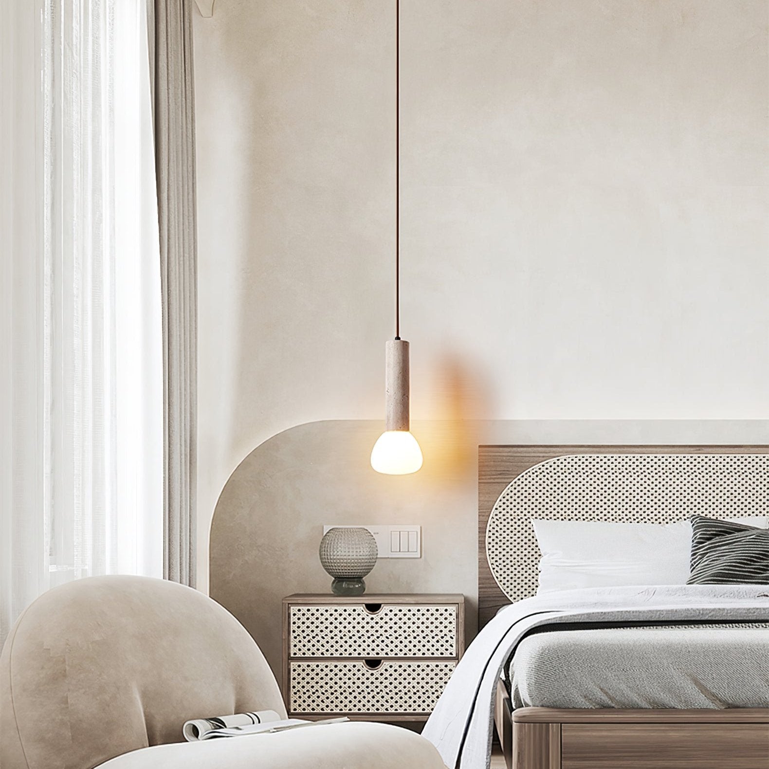 Cicaris Lampe Suspendue Minimaliste en Travertin - Neutralighting