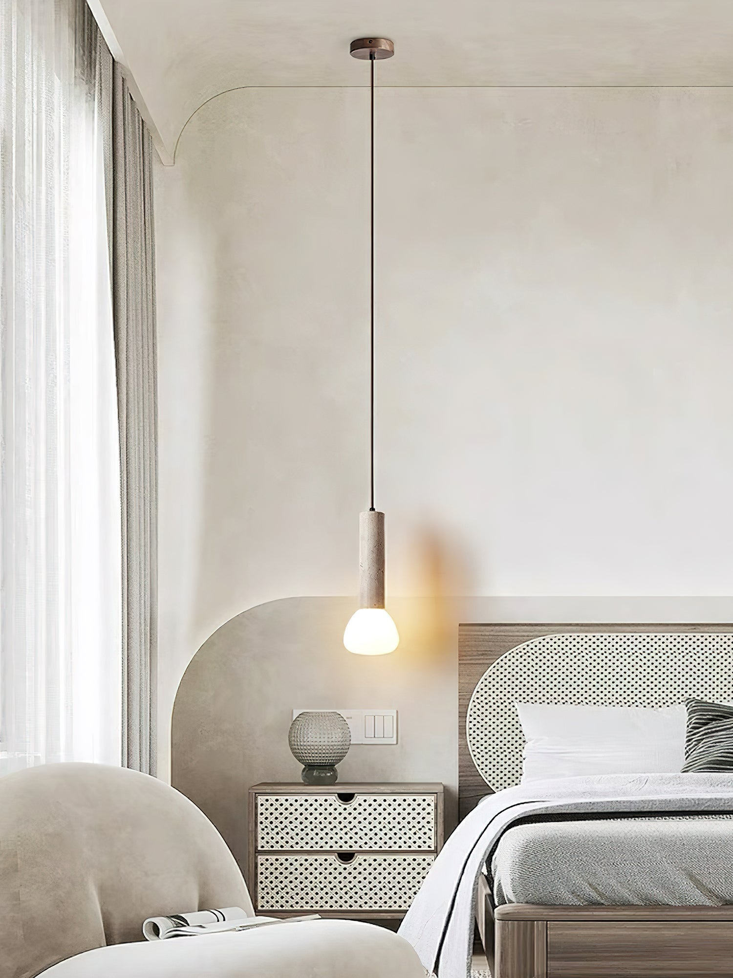 Cicaris Lampe Suspendue Minimaliste en Travertin - Neutralighting