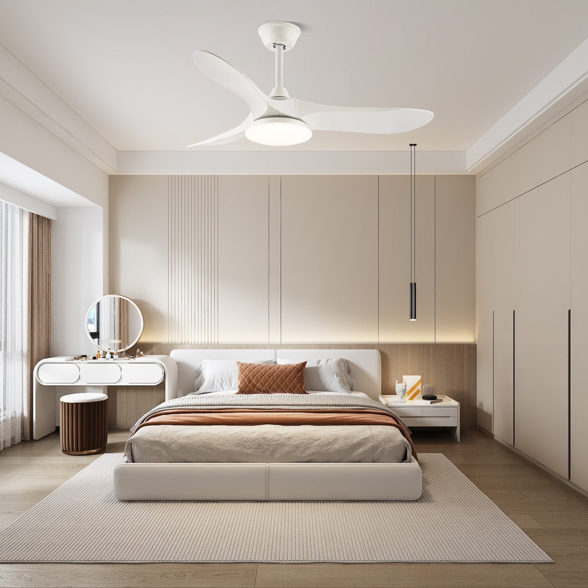 Plafonnier ventilateur Velix démontrant le flux d'air