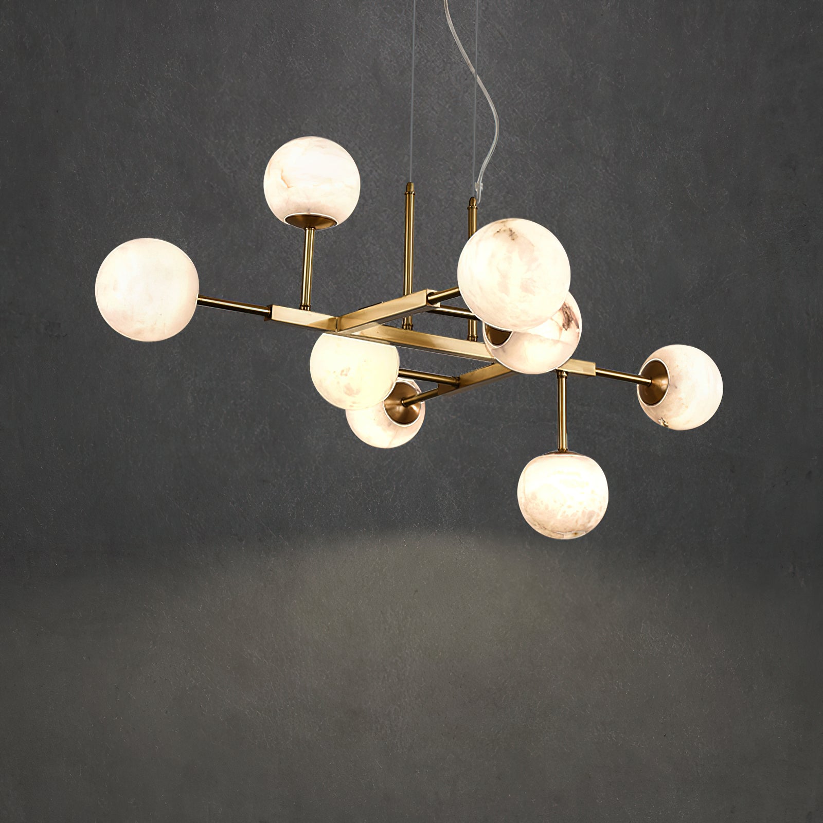 Zovenel Premium Nordic Brass Alabaster Chandelier - Lamp Copper