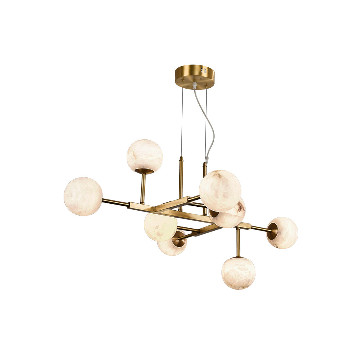 Zovenel Premium Nordic Brass Alabaster Chandelier - Lamp Copper