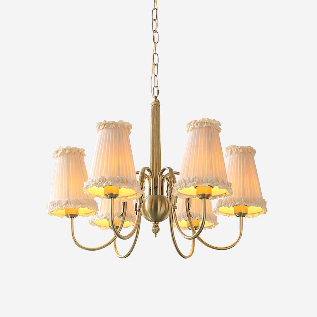 Faylin Lustre Vintage en Laiton avec Abat-jours Plissés - Neutralighting