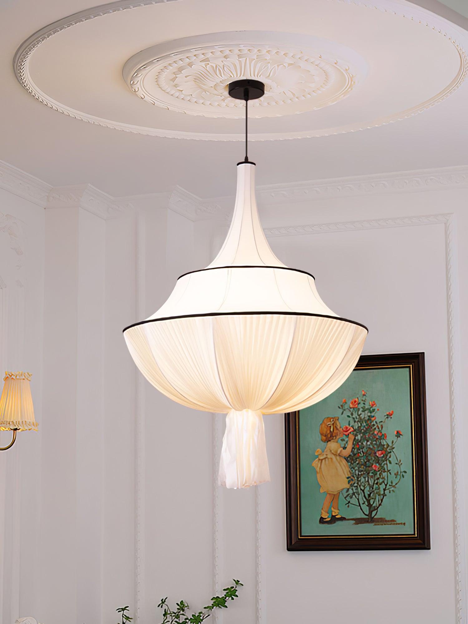 Meduse Pendant Lamp Pleated Fabric Tiered - Letslighting
