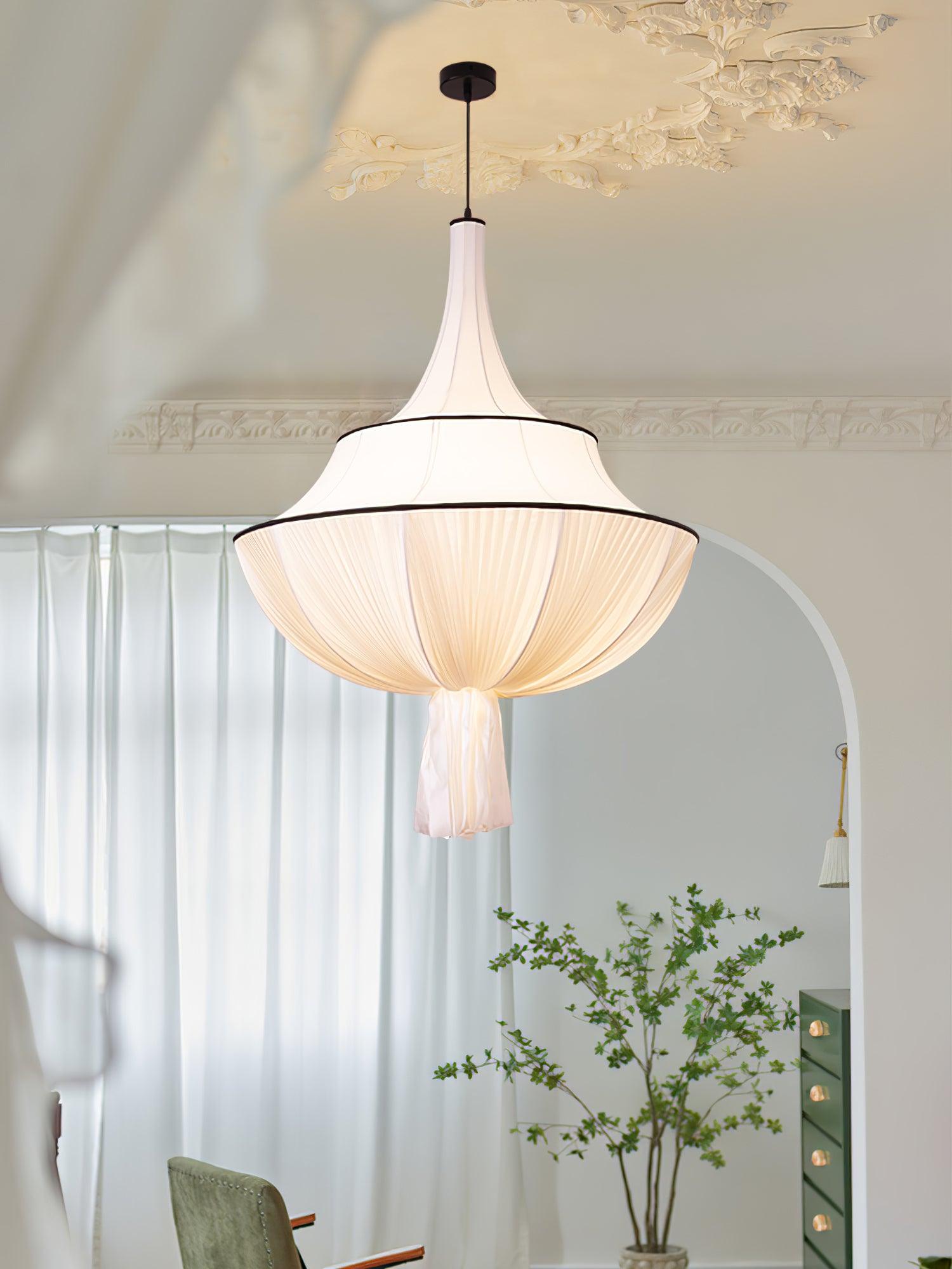 Meduse Pendant Lamp Pleated Fabric Tiered - Letslighting