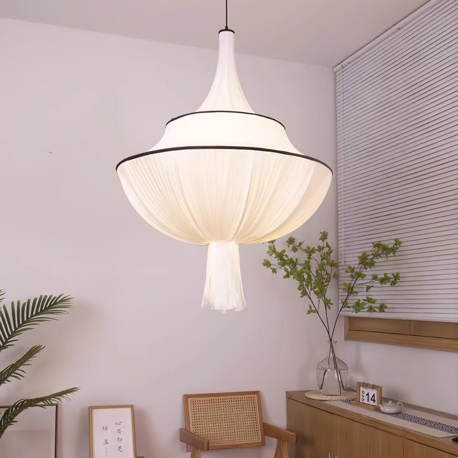 Meduse Pendant Lamp Pleated Fabric Tiered - Letslighting