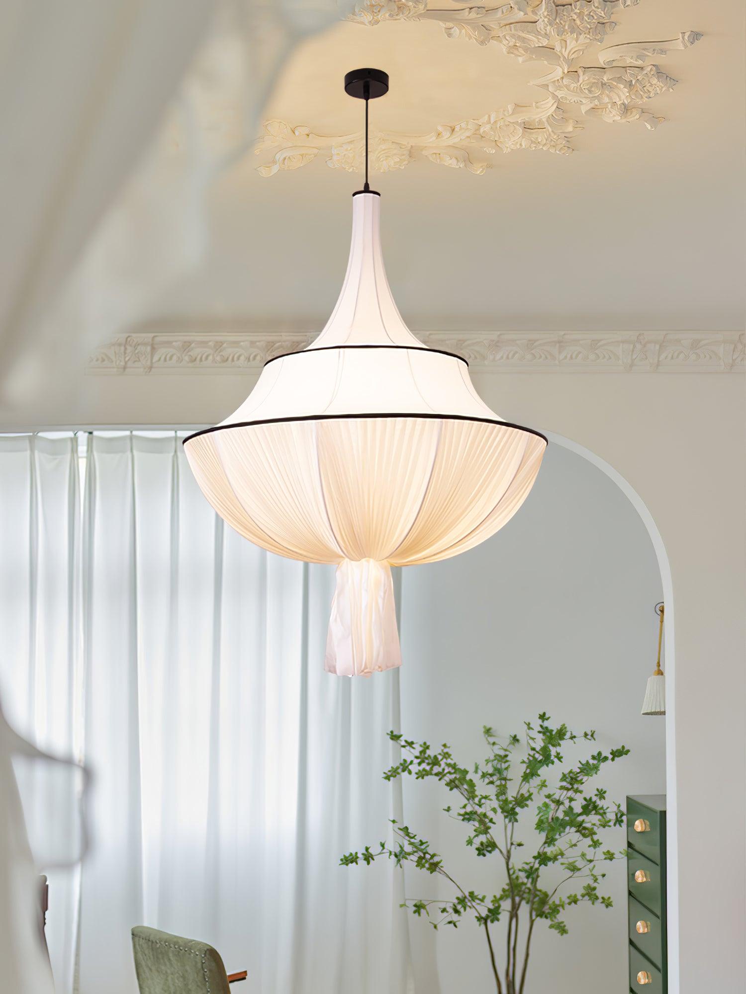 Meduse Pendant Lamp Pleated Fabric Tiered - Letslighting