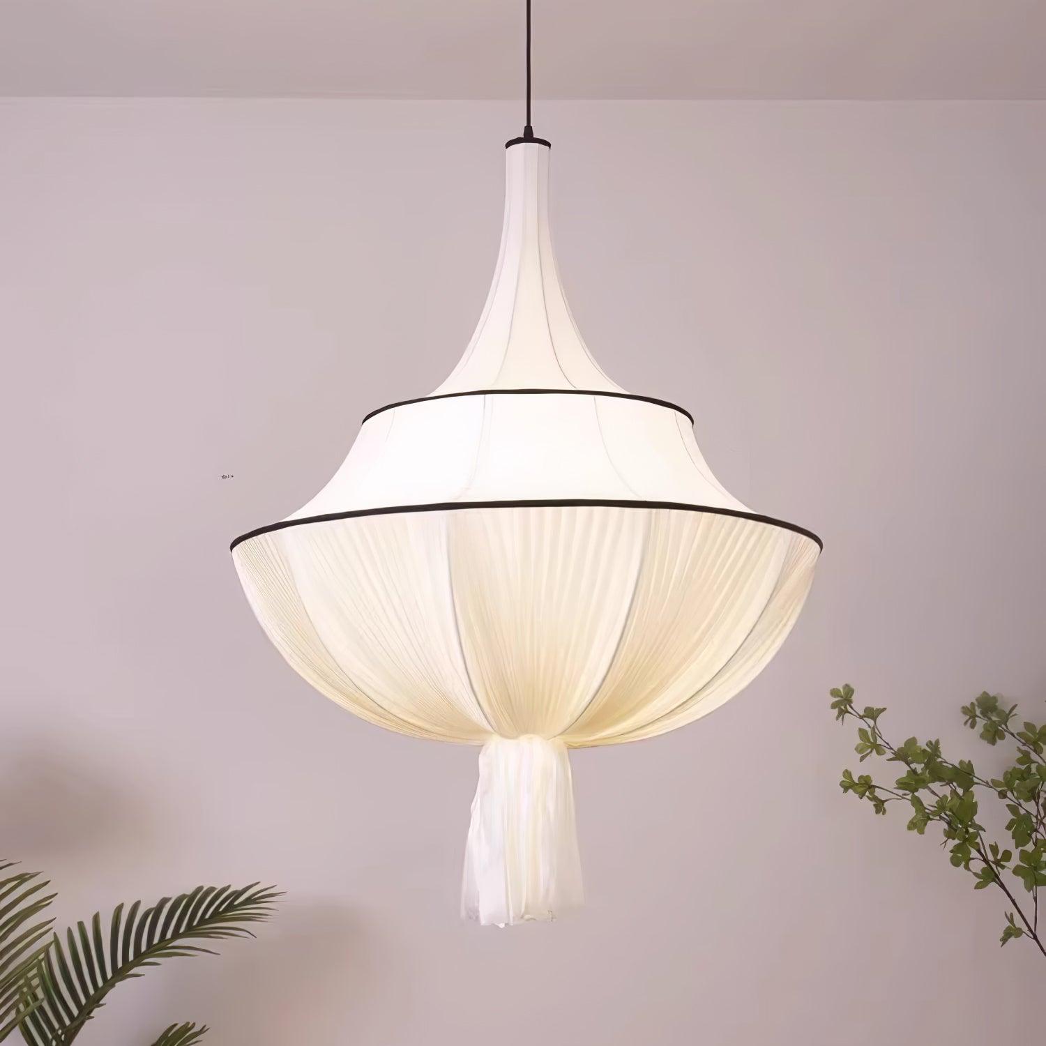 Meduse Pendant Lamp Pleated Fabric Tiered - Letslighting
