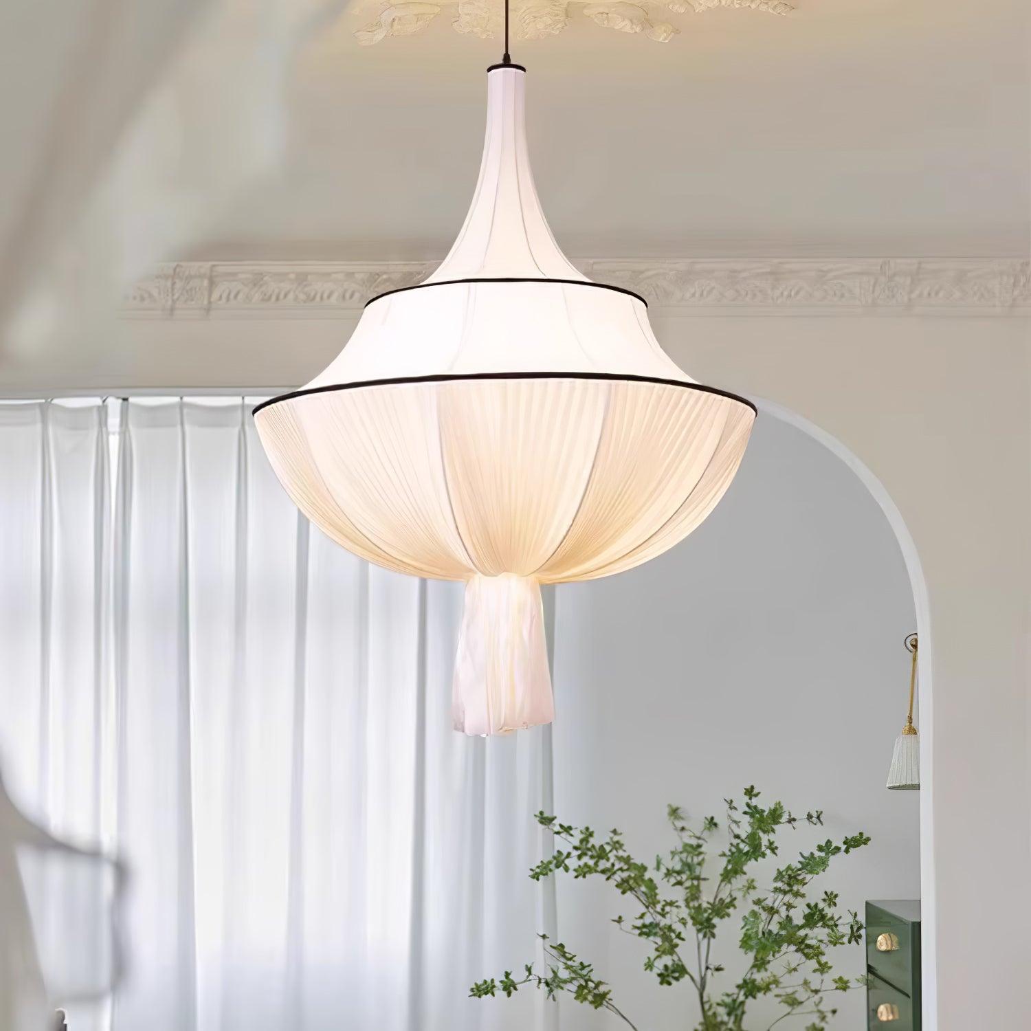 Meduse Pendant Lamp Pleated Fabric Tiered - Letslighting