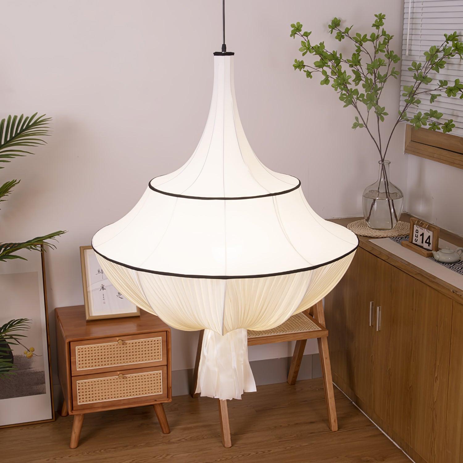 Meduse Pendant Lamp Pleated Fabric Tiered - Letslighting