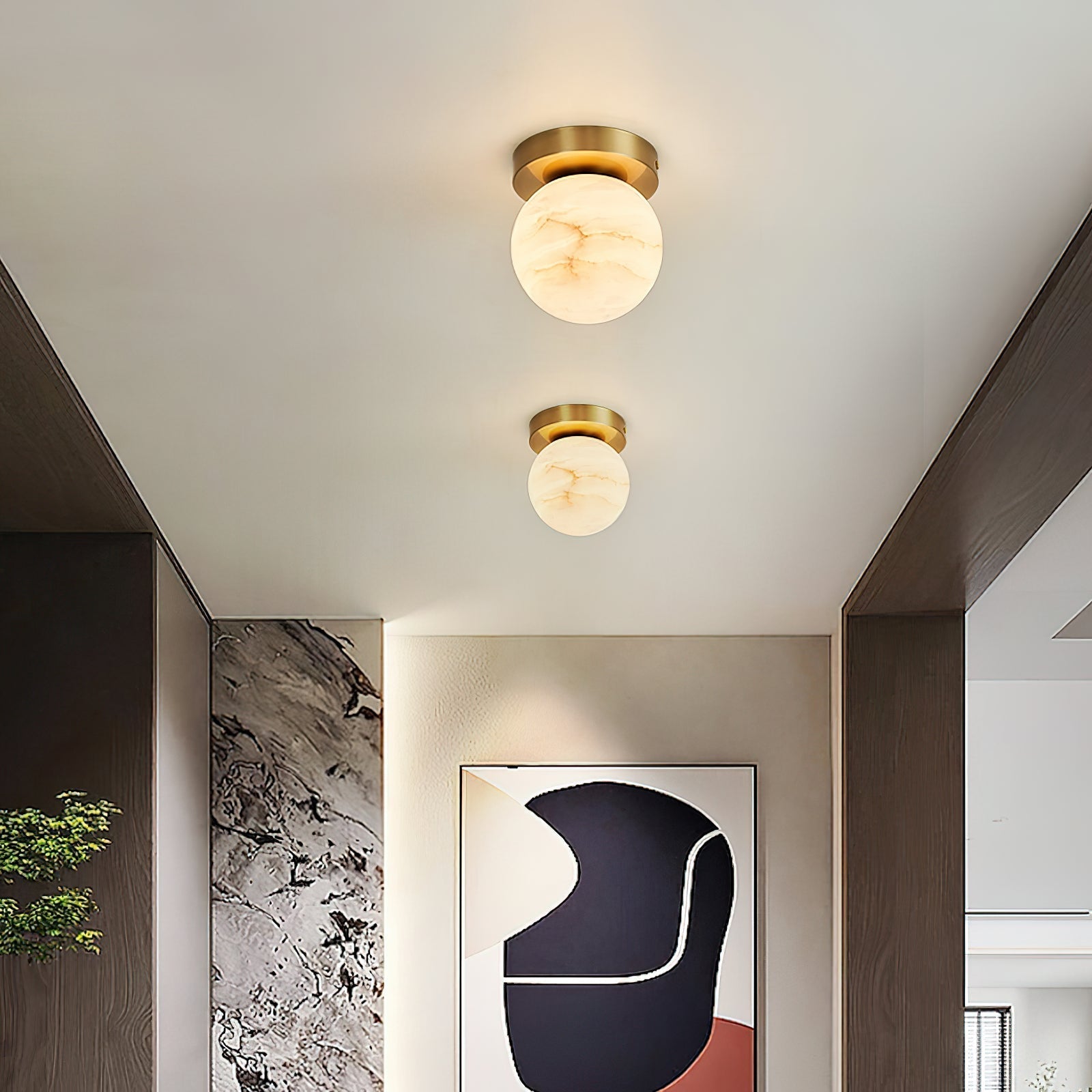 Cedoria Modern Minimalist Alabaster Ceiling Light - Lamp Copper