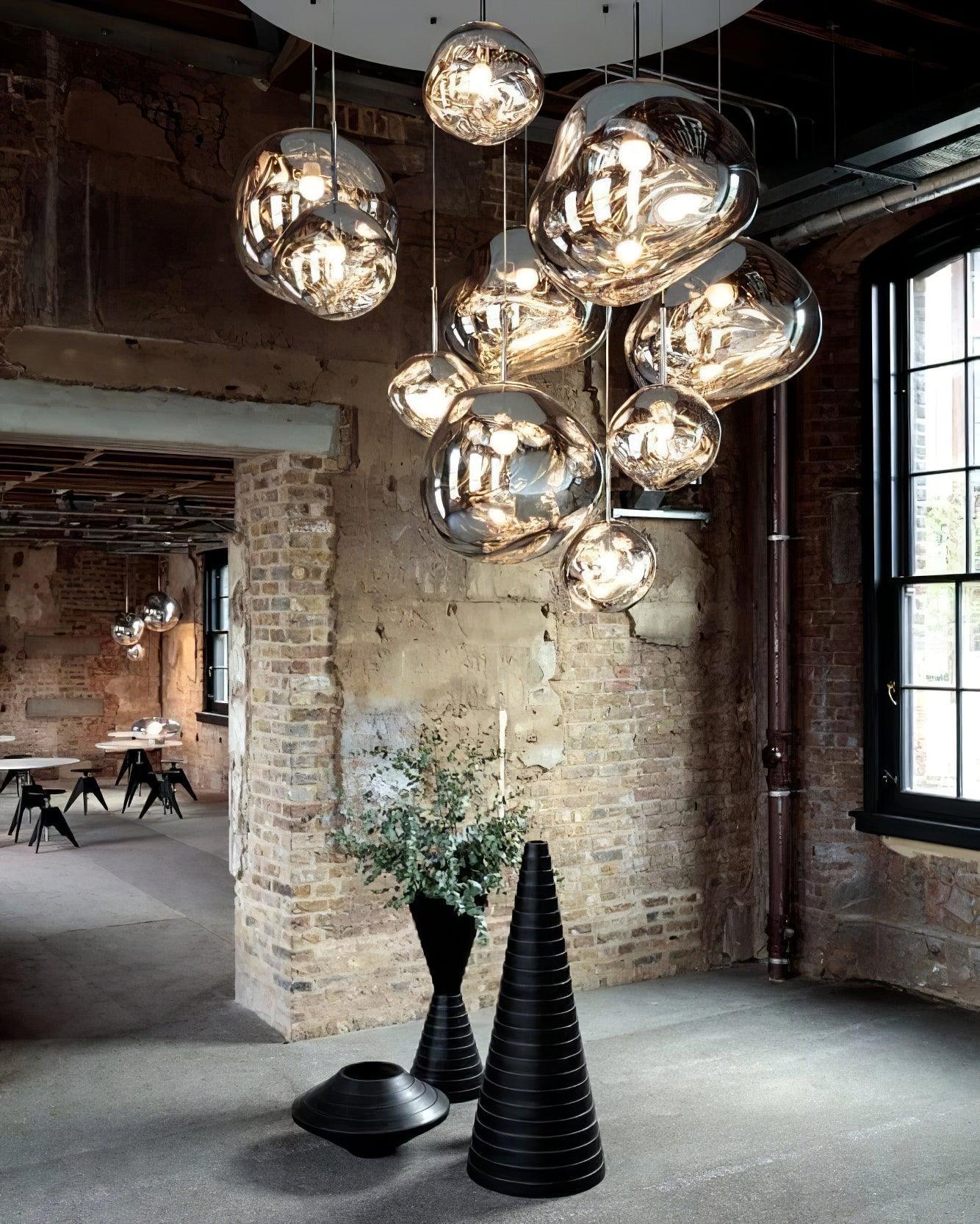 Solara Suspension en Verre Soufflé Cluster Irrégulier Sculptural - Neutralighting