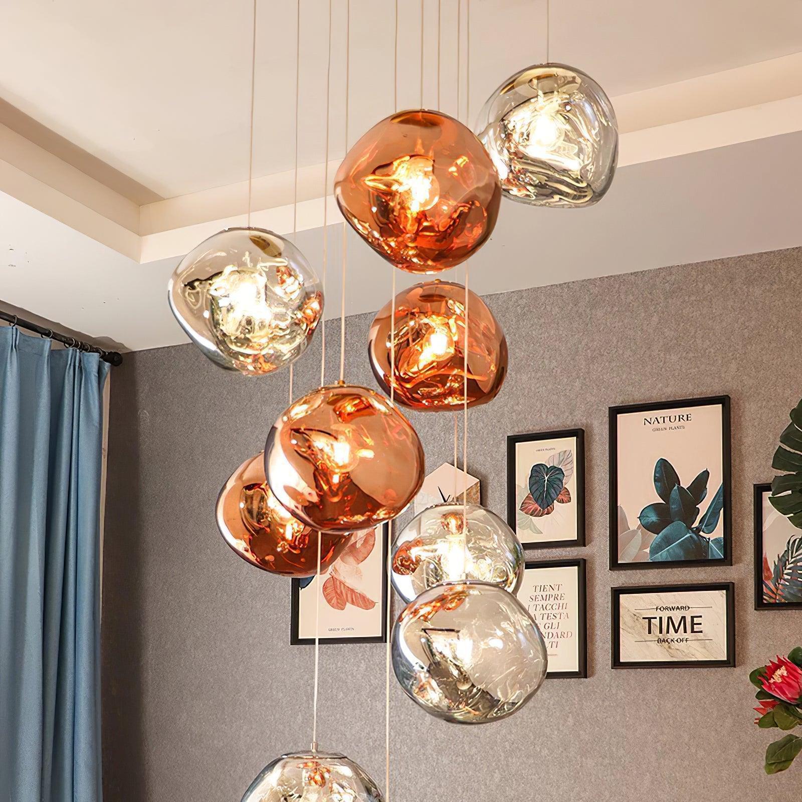 Solara Suspension en Verre Soufflé Cluster Irrégulier Sculptural - Neutralighting