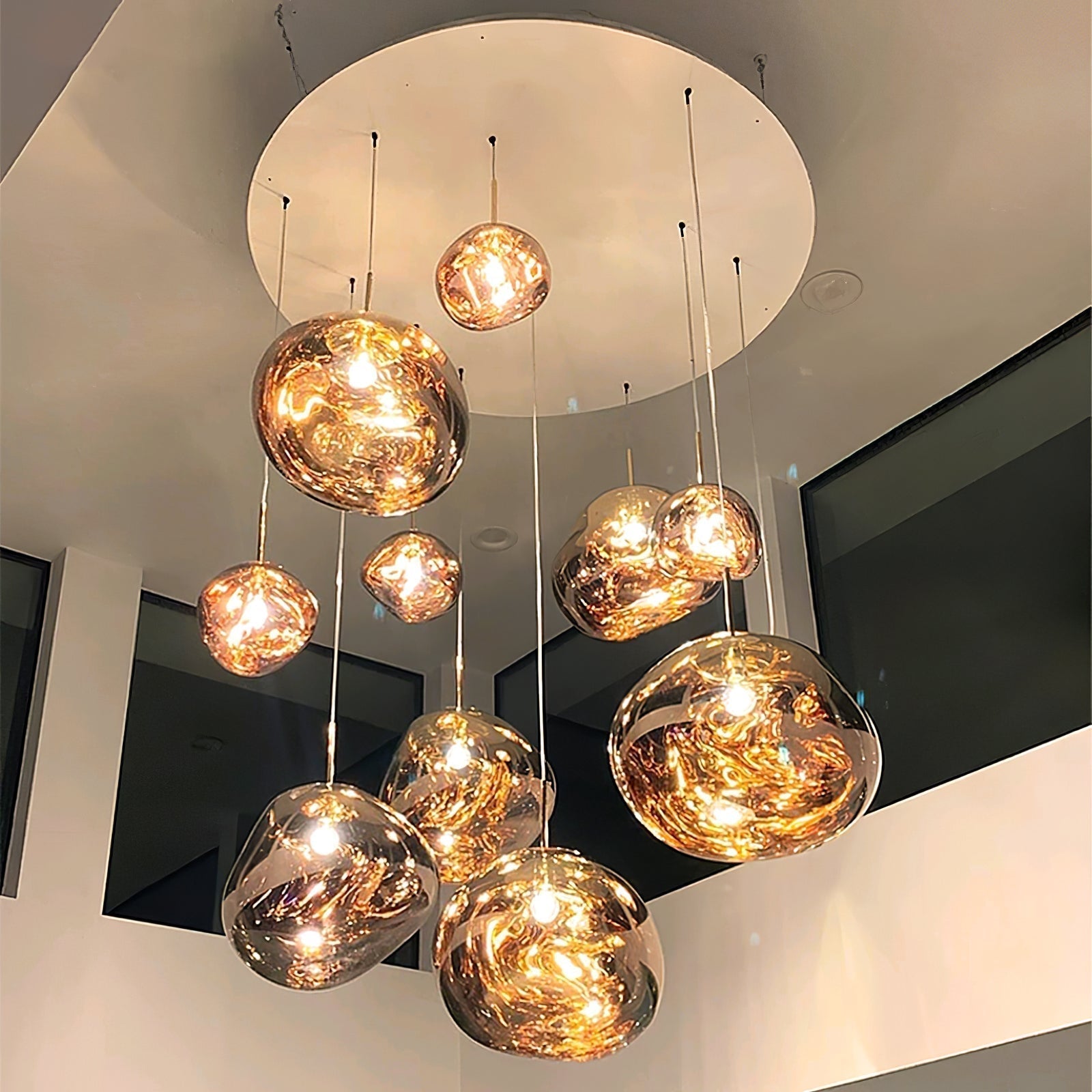 Solara Suspension en Verre Soufflé Cluster Irrégulier Sculptural - Neutralighting