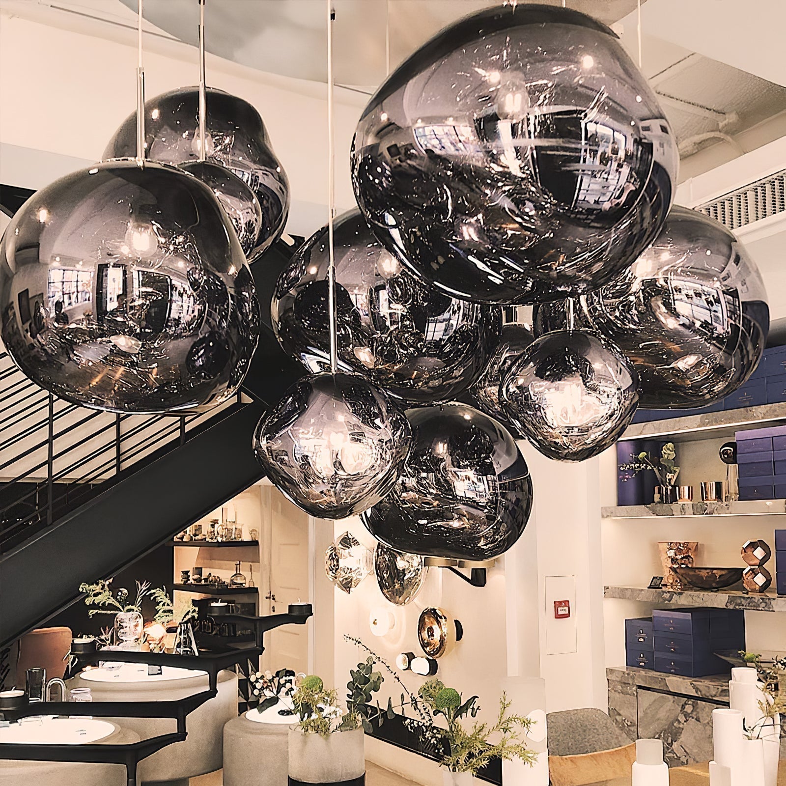 Solara Suspension en Verre Soufflé Cluster Irrégulier Sculptural - Neutralighting
