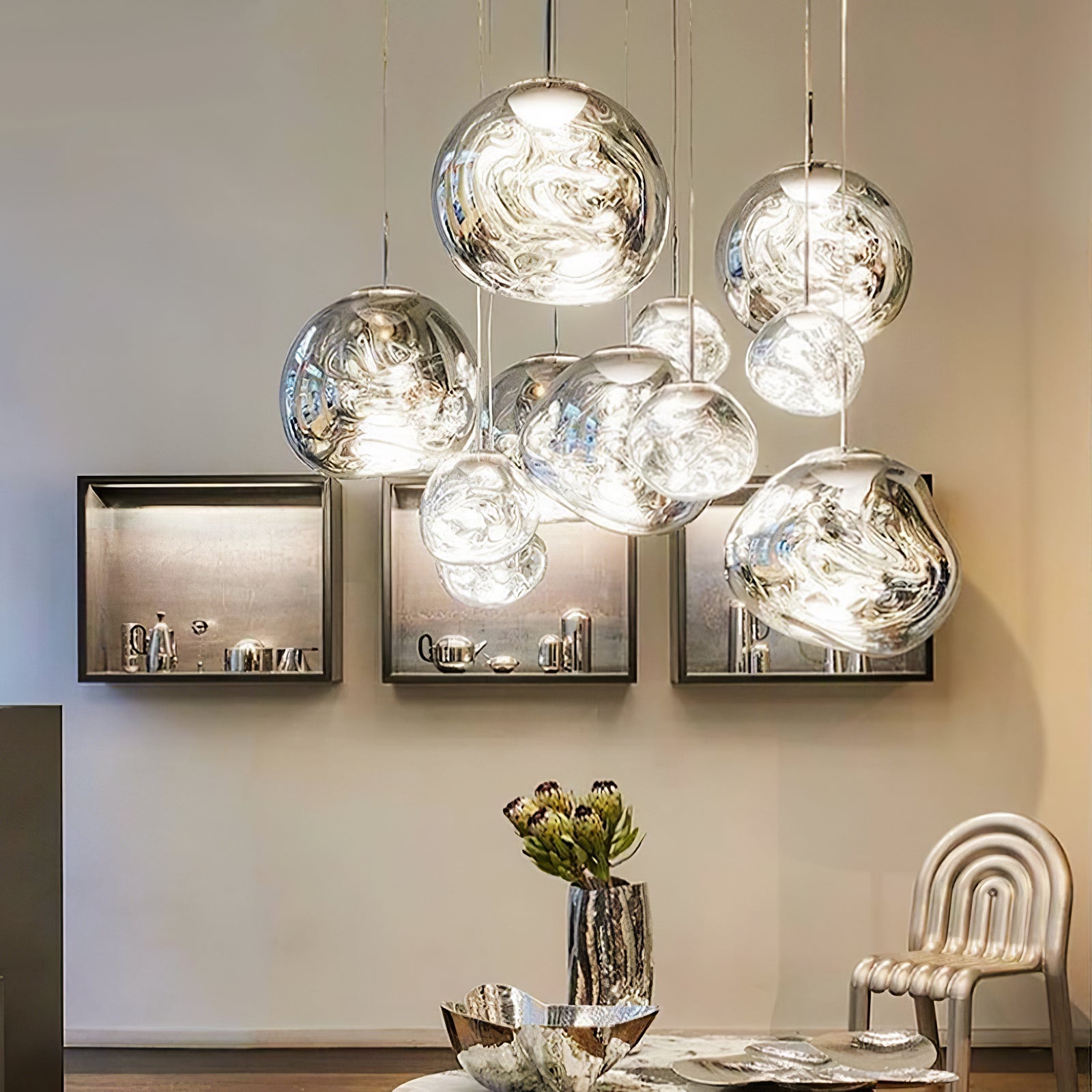 Solara Suspension en Verre Soufflé Cluster Irrégulier Sculptural - Neutralighting
