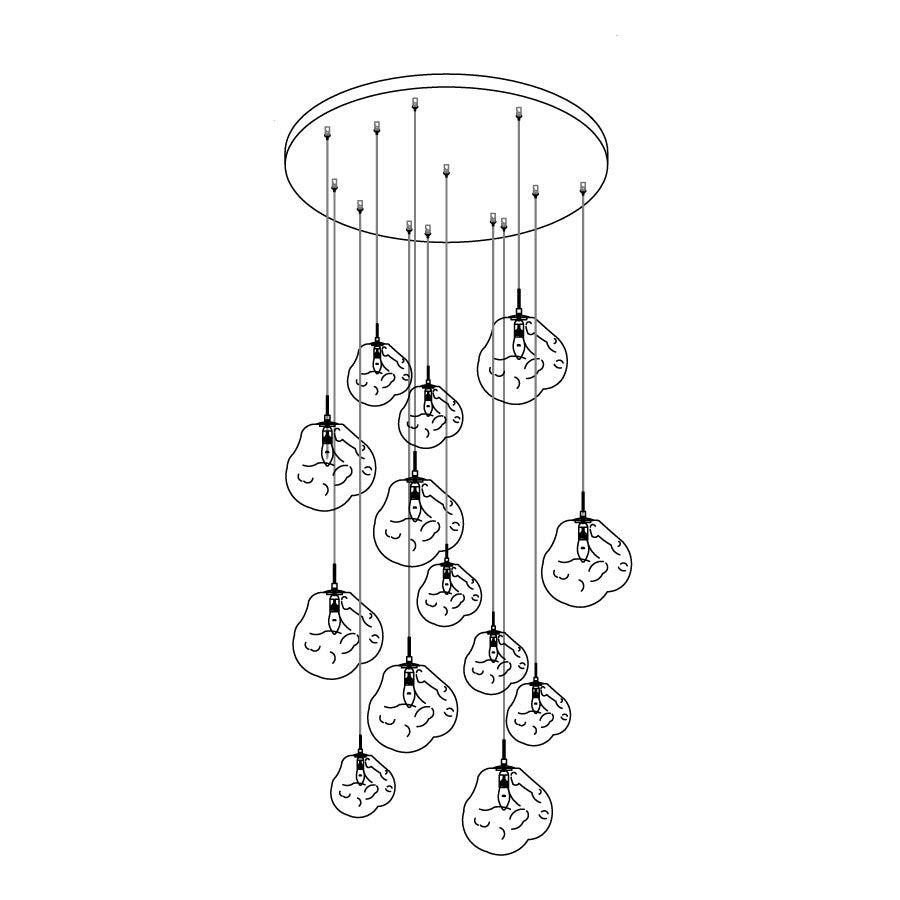 Solara Suspension en Verre Soufflé Cluster Irrégulier Sculptural - Neutralighting