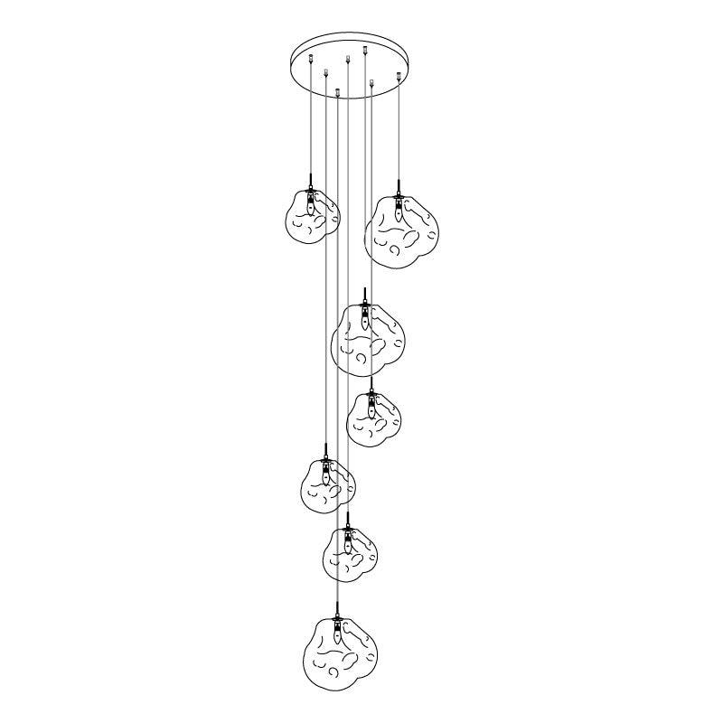 Solara Suspension en Verre Soufflé Cluster Irrégulier Sculptural - Neutralighting