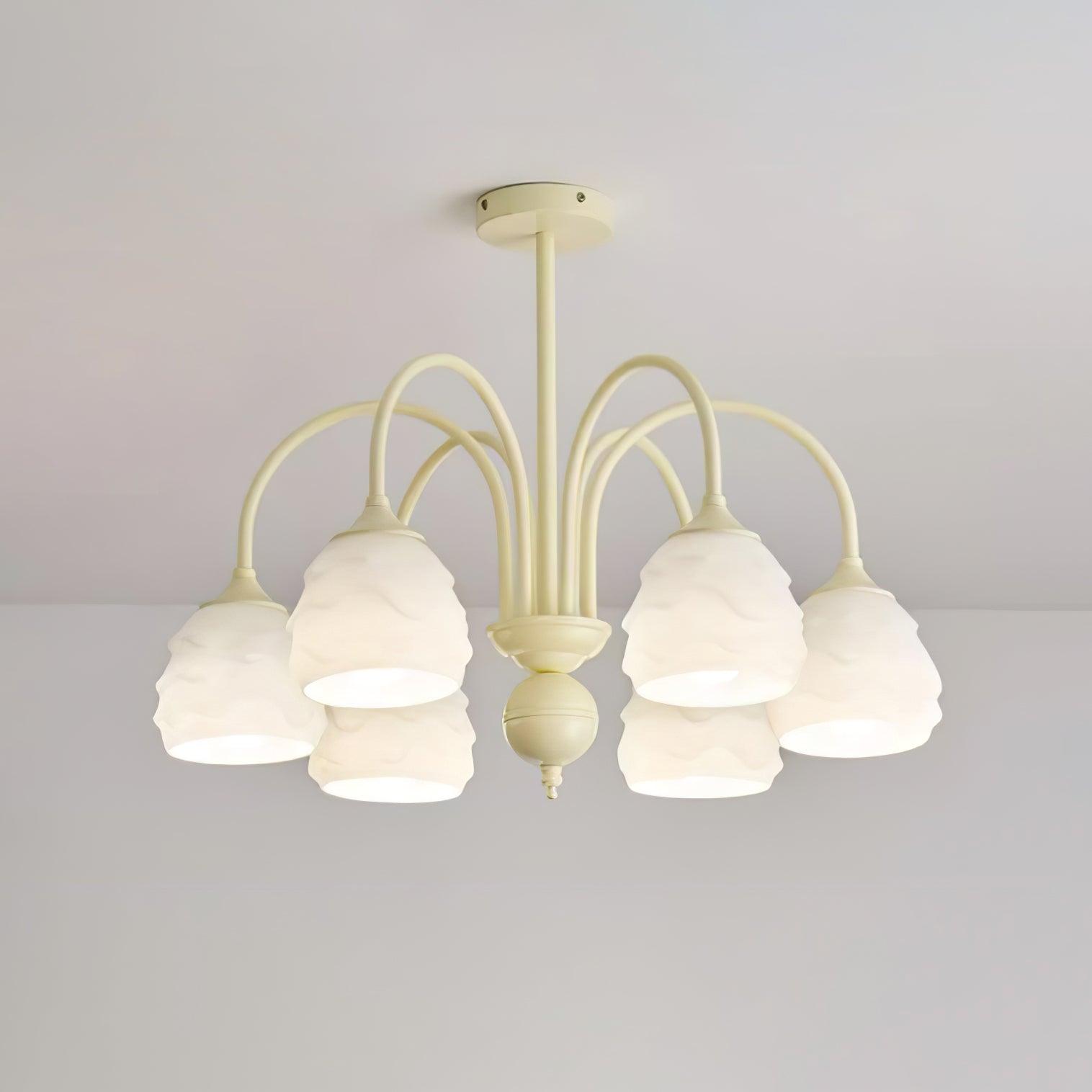 Lustra Chandelier Crème Glacée Fondante Verre Lacté - Neutralighting