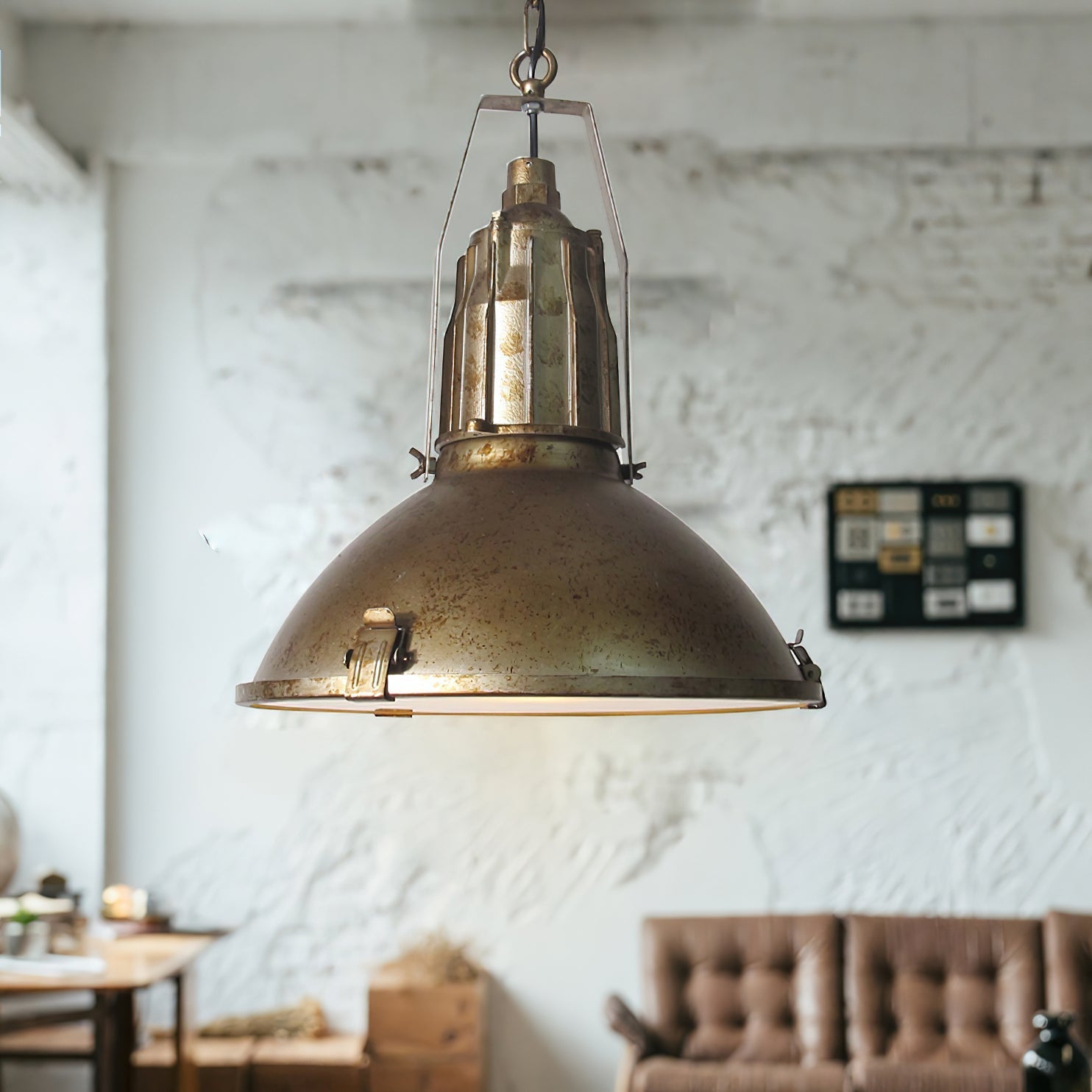 Coshae Vintage Industrial Metal Glass Pendant Light - Lamp Copper