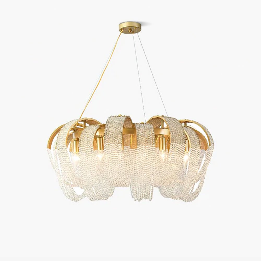 Lustra Chandelier Maille Cristal Doré Cascade Scintillante - Neutralighting