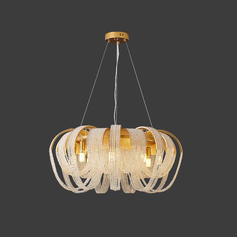 Lustra Chandelier Maille Cristal Doré Cascade Scintillante - Neutralighting
