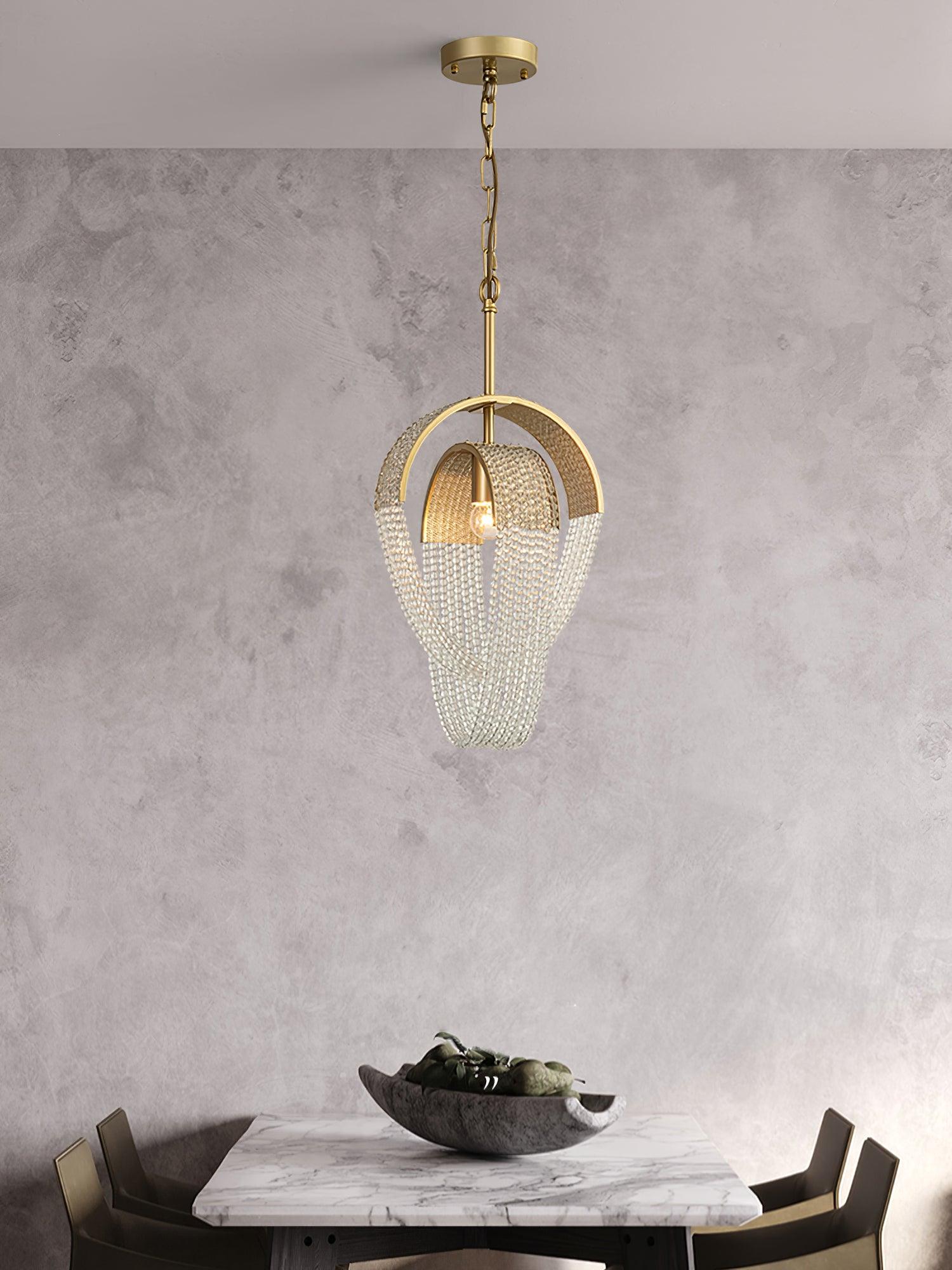 Lustra Chandelier Maille Cristal Doré Cascade Scintillante - Neutralighting