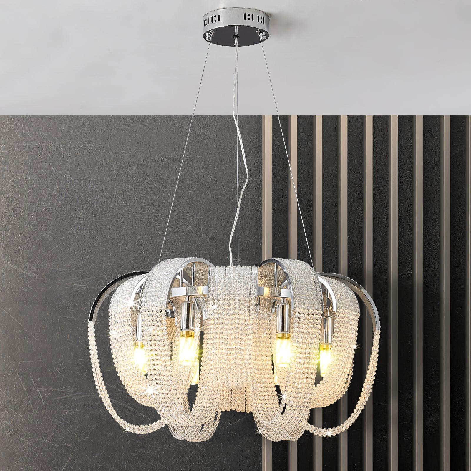Lustra Chandelier Maille Cristal Doré Cascade Scintillante - Neutralighting