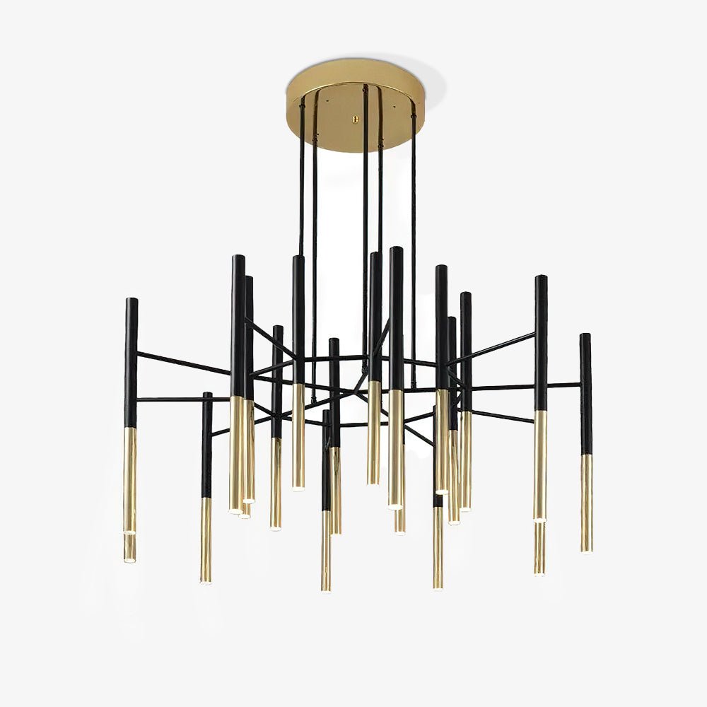 Solara Lustre Moderne Tiges Noir Or - Neutralighting