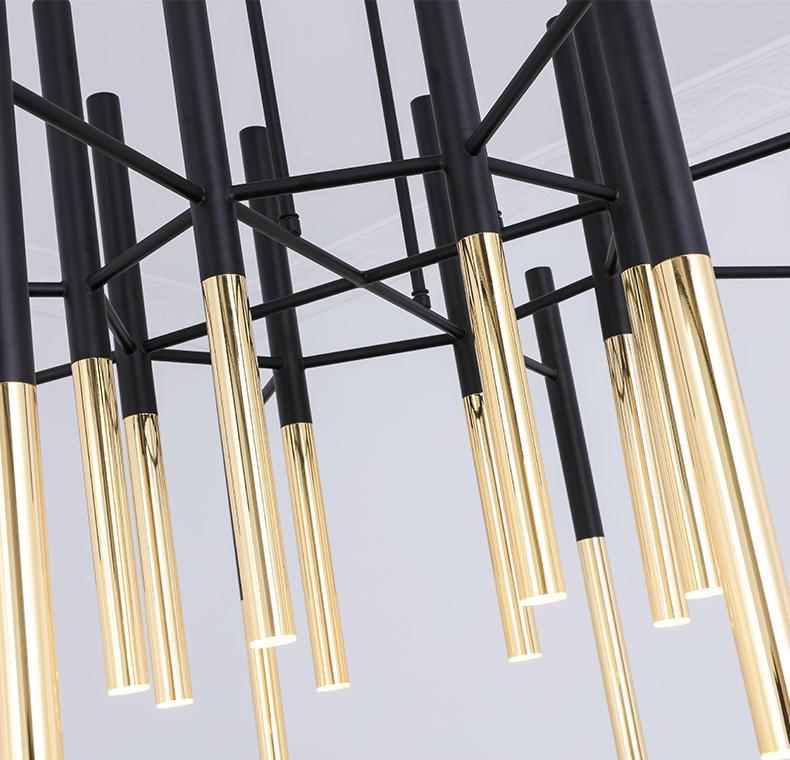 Solara Lustre Moderne Tiges Noir Or - Neutralighting