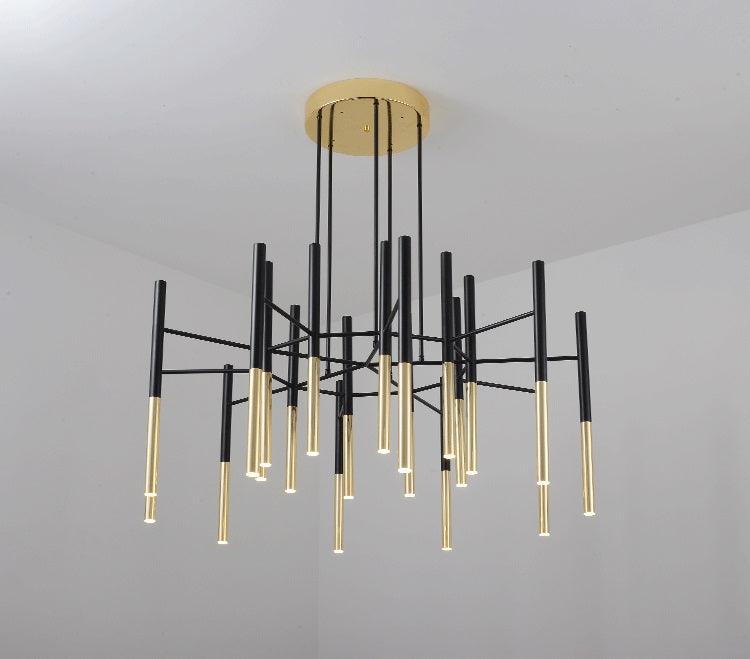 Solara Lustre Moderne Tiges Noir Or - Neutralighting