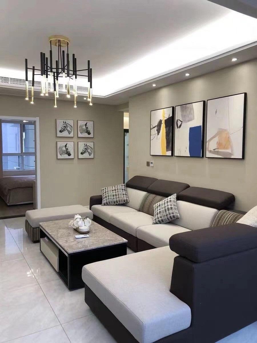 Solara Lustre Moderne Tiges Noir Or - Neutralighting