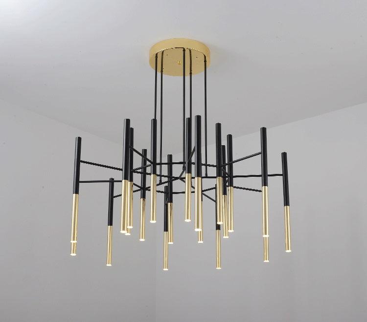 Solara Lustre Moderne Tiges Noir Or - Neutralighting
