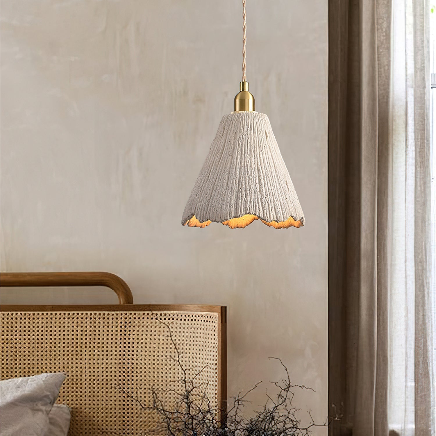 Microcement Lampe suspendue avec abat-jour en tissu réglable - Neutralighting