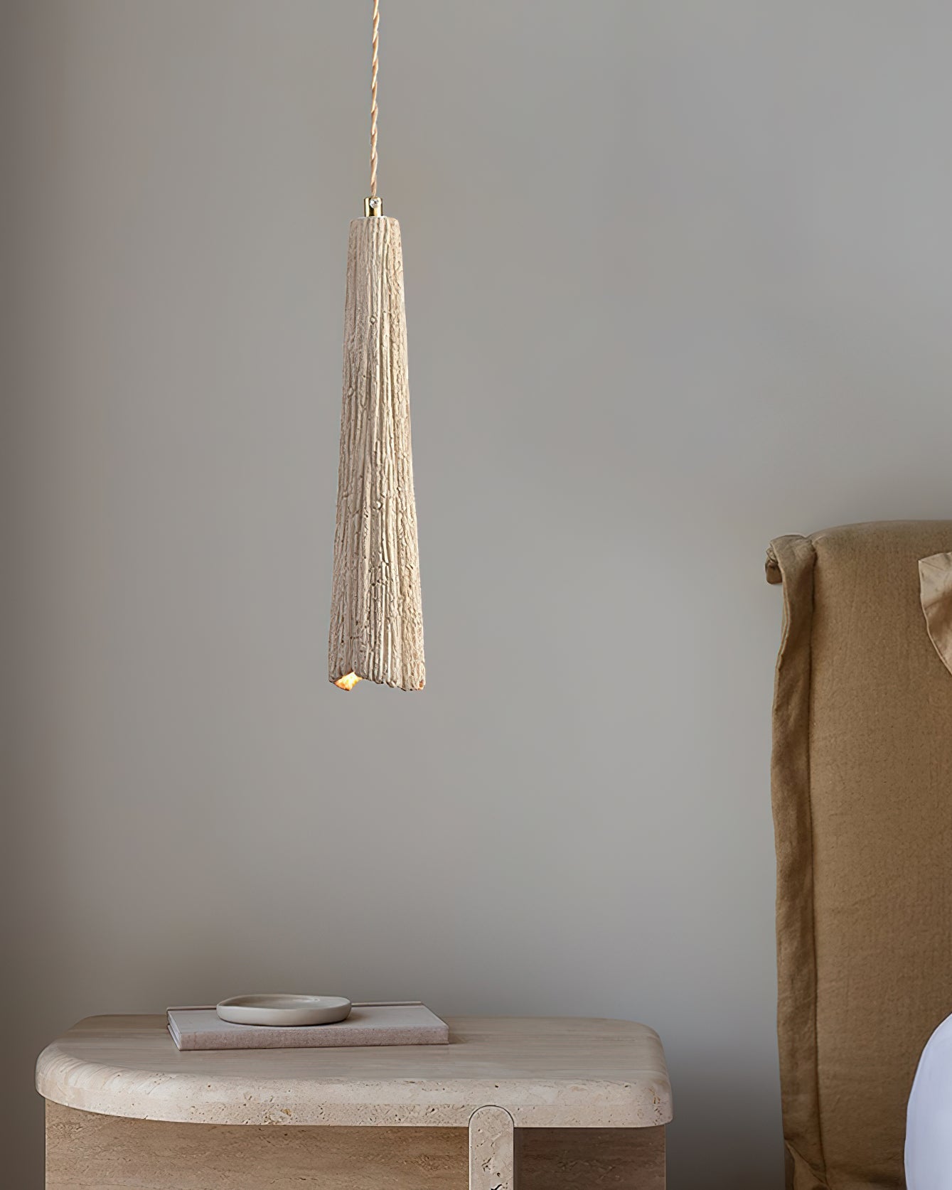 Microcement Lampe suspendue avec abat-jour en tissu réglable - Neutralighting