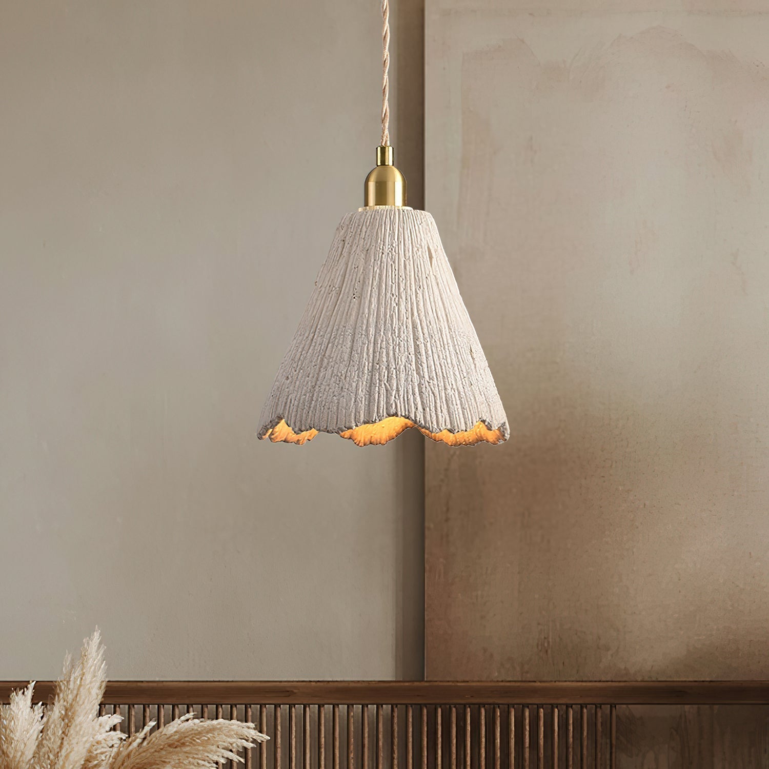 Microcement Lampe suspendue avec abat-jour en tissu réglable - Neutralighting