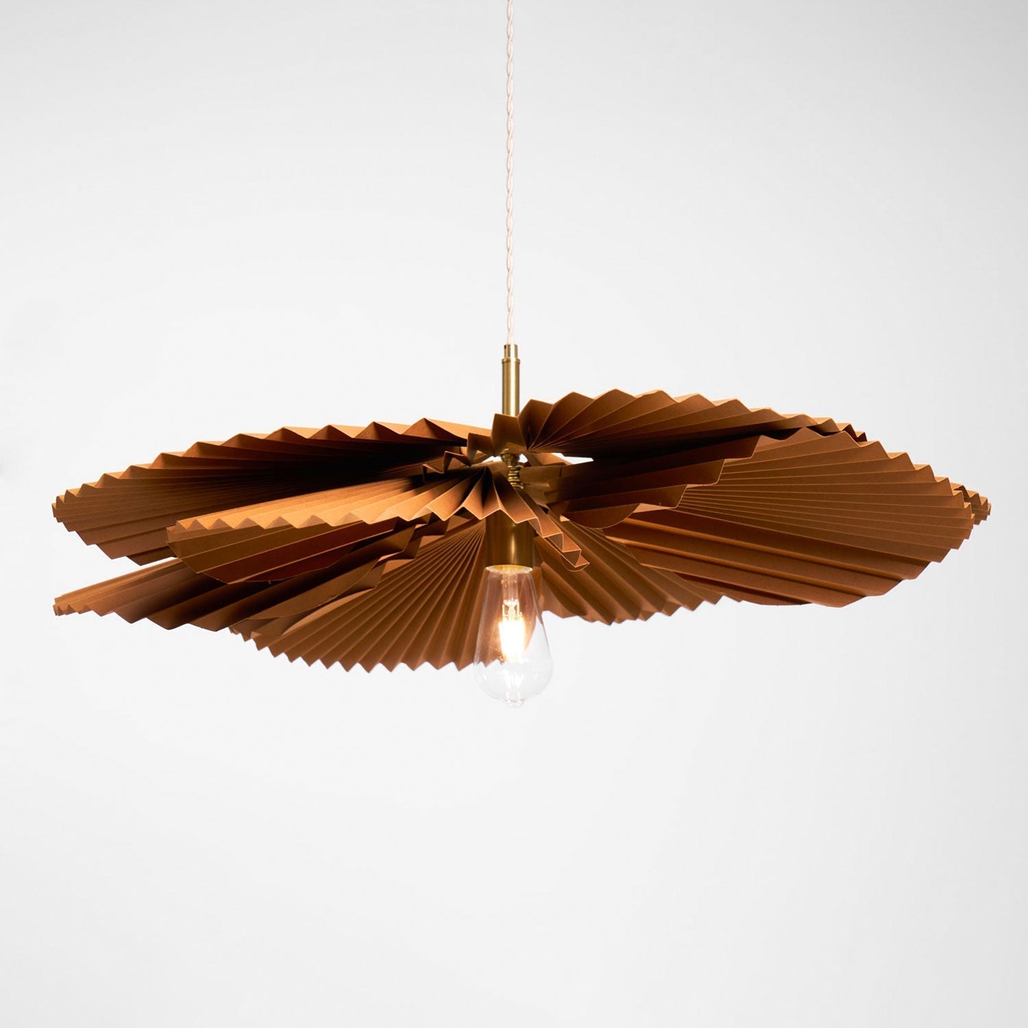 Pendant Lampe Avec Abat-jour Pétale en Papier Kraft Plissé Ambiance Chaleureuse - Neutralighting