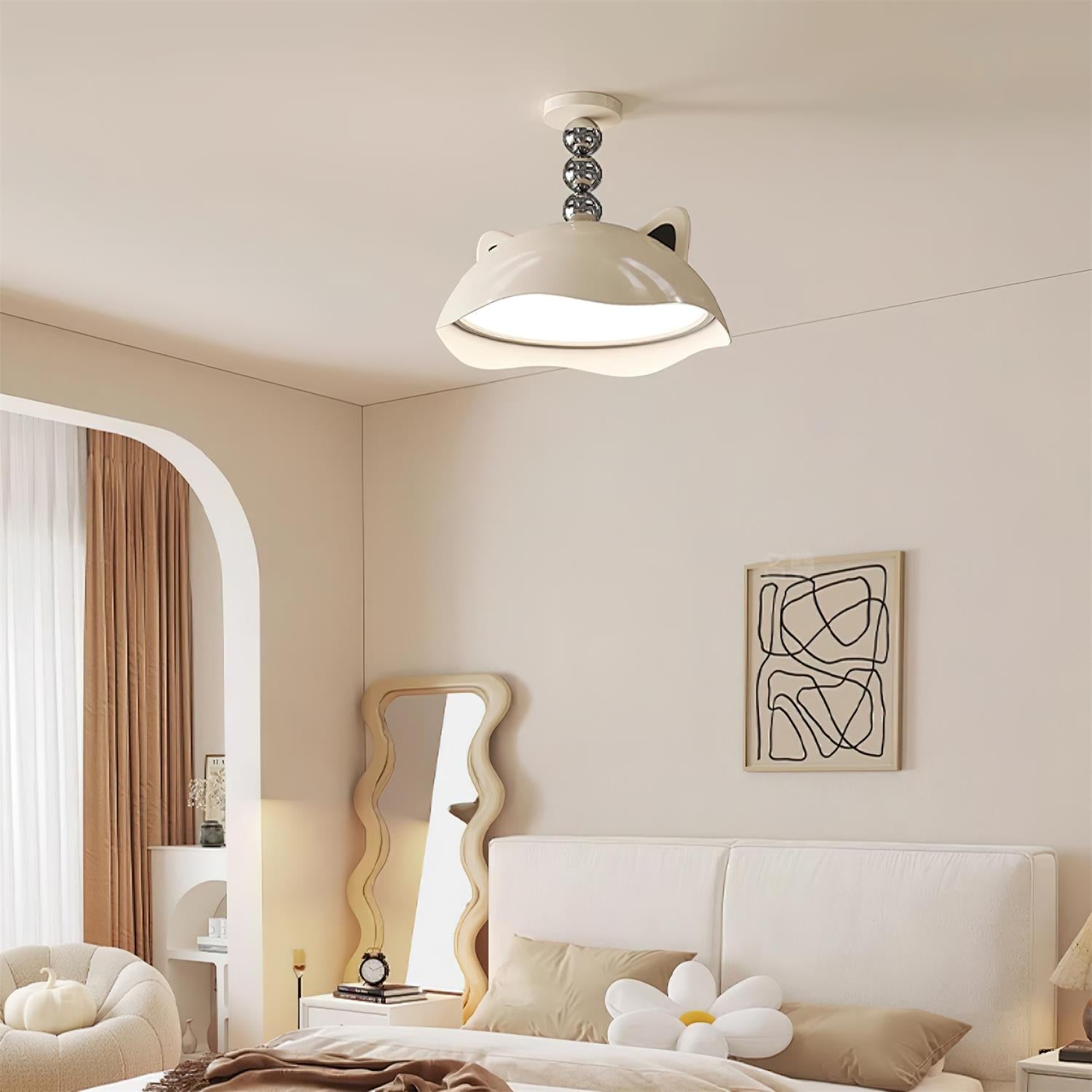 Miki Plafonnier Chat Oreilles Sphère Accent Ludique Moderne - Neutralighting