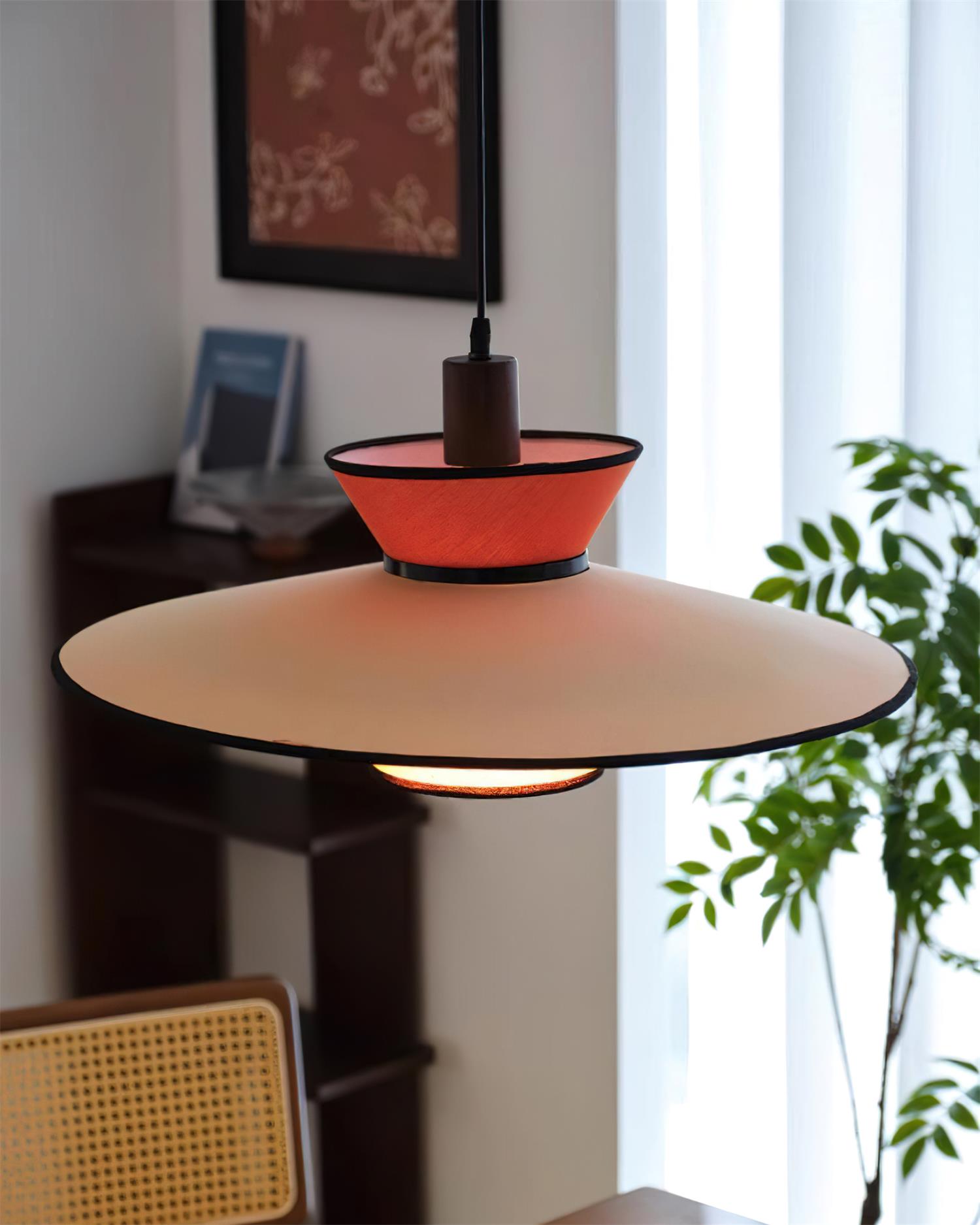 Milano Suspension Lampe Géométrique en Tissu Superposé Rouge - Neutralighting