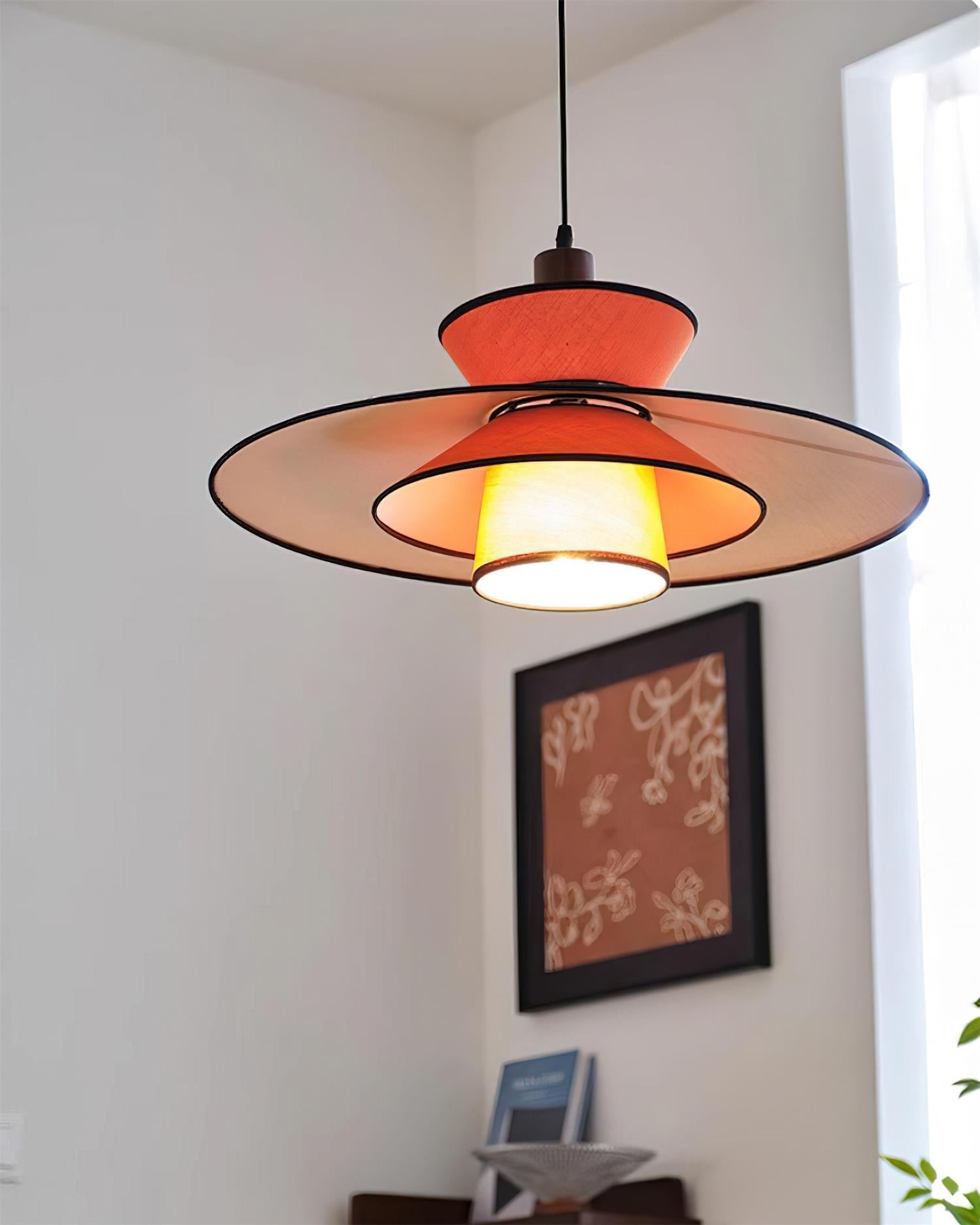 Milano Suspension Lampe Géométrique en Tissu Superposé Rouge - Neutralighting