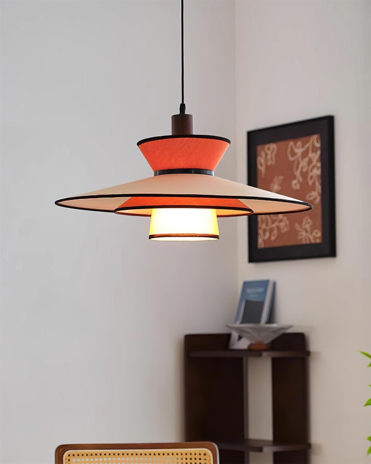 Milano Suspension Lampe Géométrique en Tissu Superposé Rouge - Neutralighting