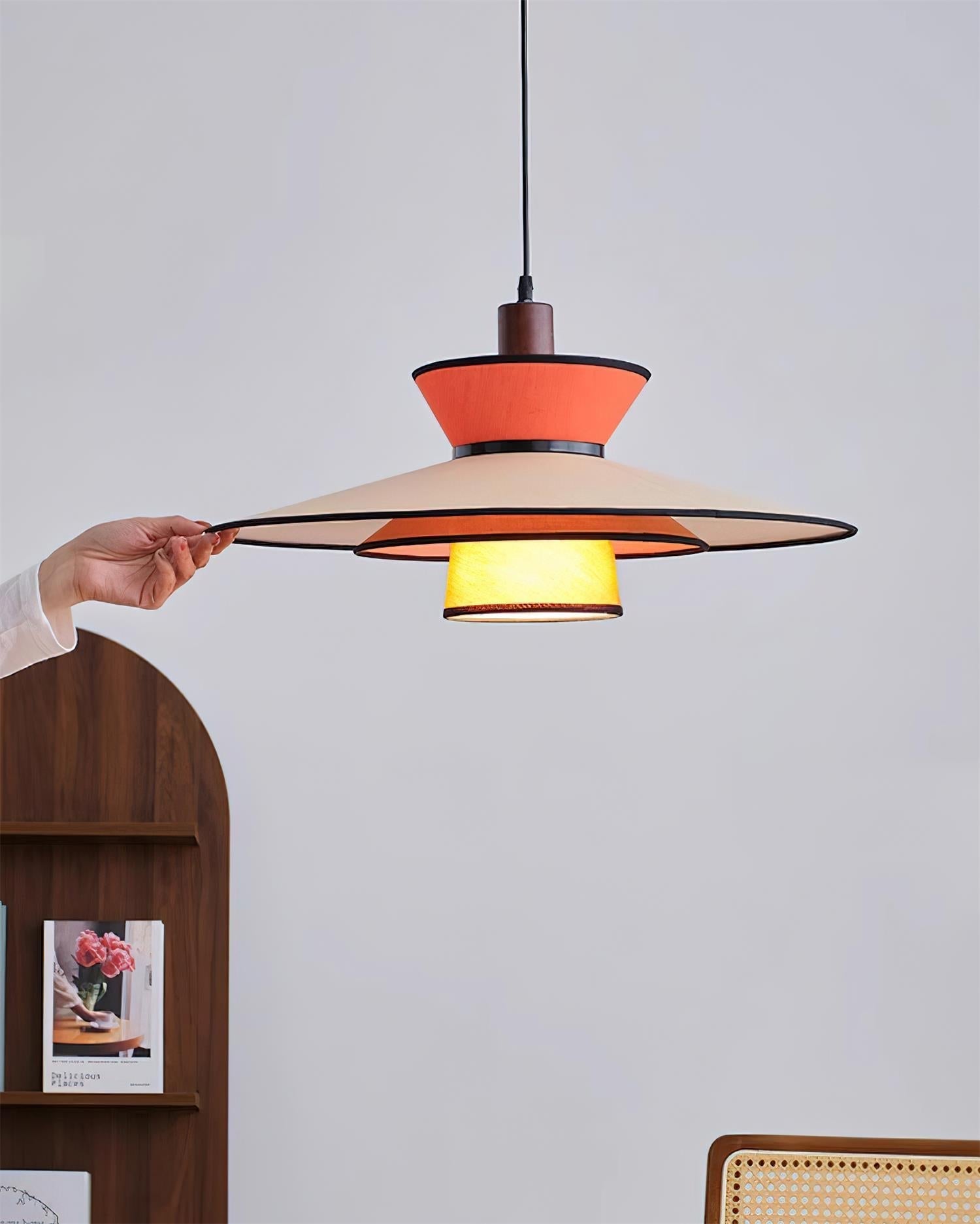 Milano Suspension Lampe Géométrique en Tissu Superposé Rouge - Neutralighting